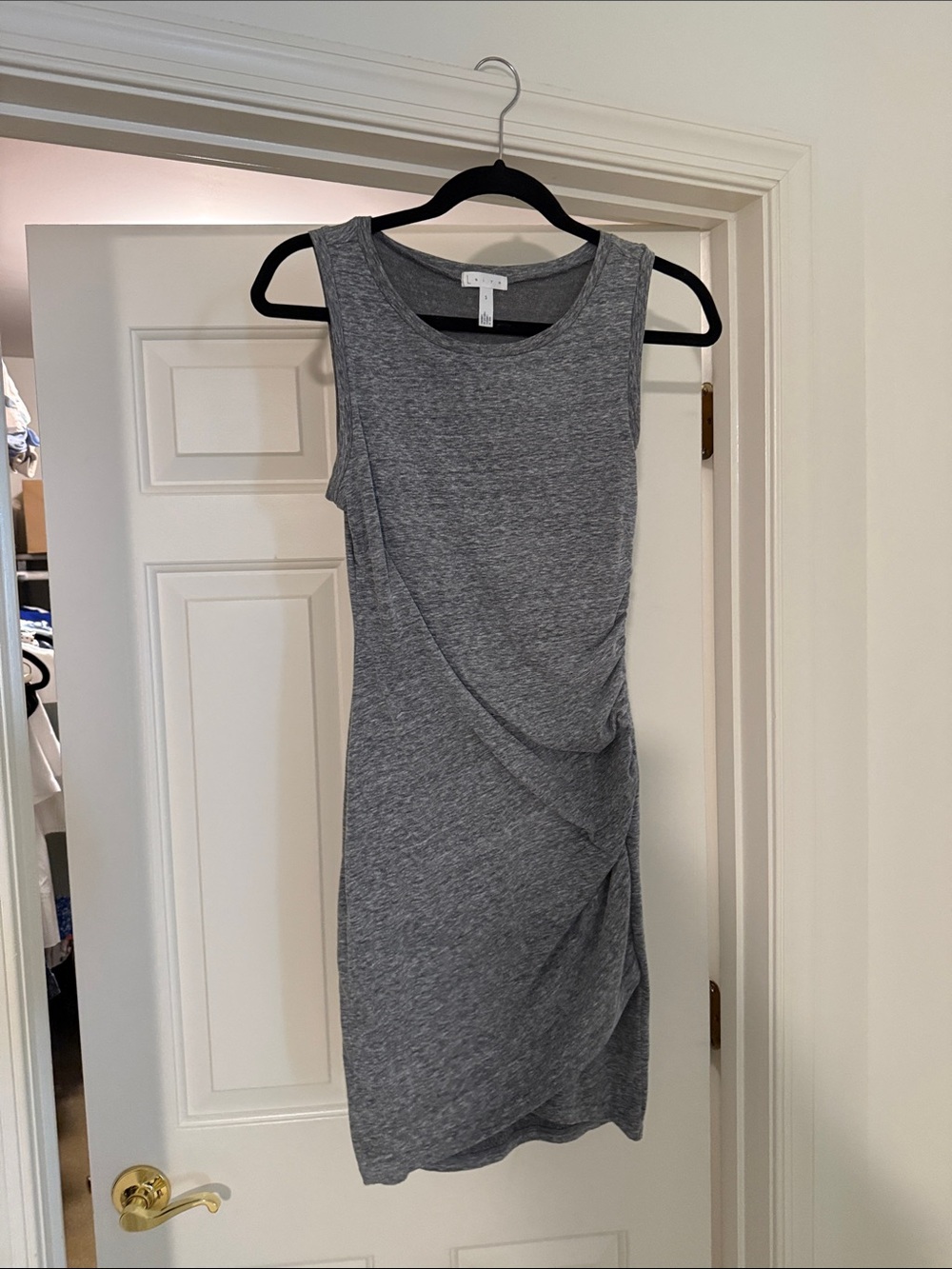 Sleeveless Gray Ruched Bodycon Dress